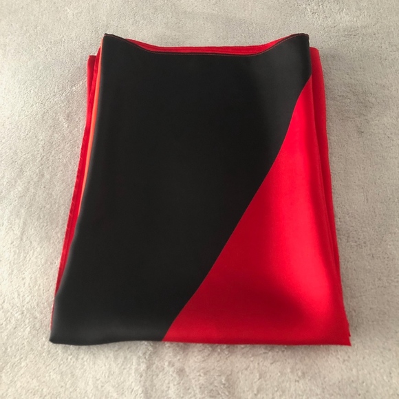 BLACK, RED, ORANGE COLOR BLOCKED SCARF/WRAP - Picture 2 of 7